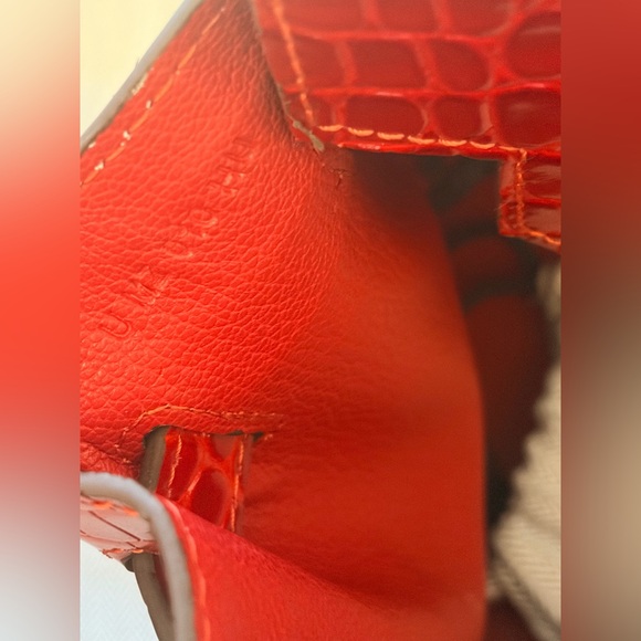 Rouge H Shiny Crocodile Porosus JPG Shoulder Birkin embossed PHW - Picture 10 of 10